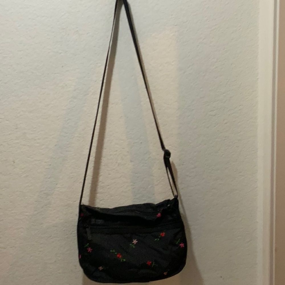 LeSportsac bag canvas black floral crossbody
